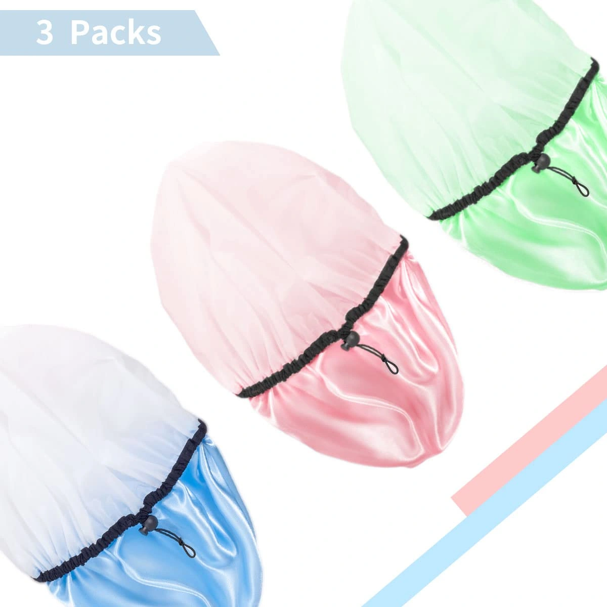 Adjustable Double-Layer Shower Cap Set view 2