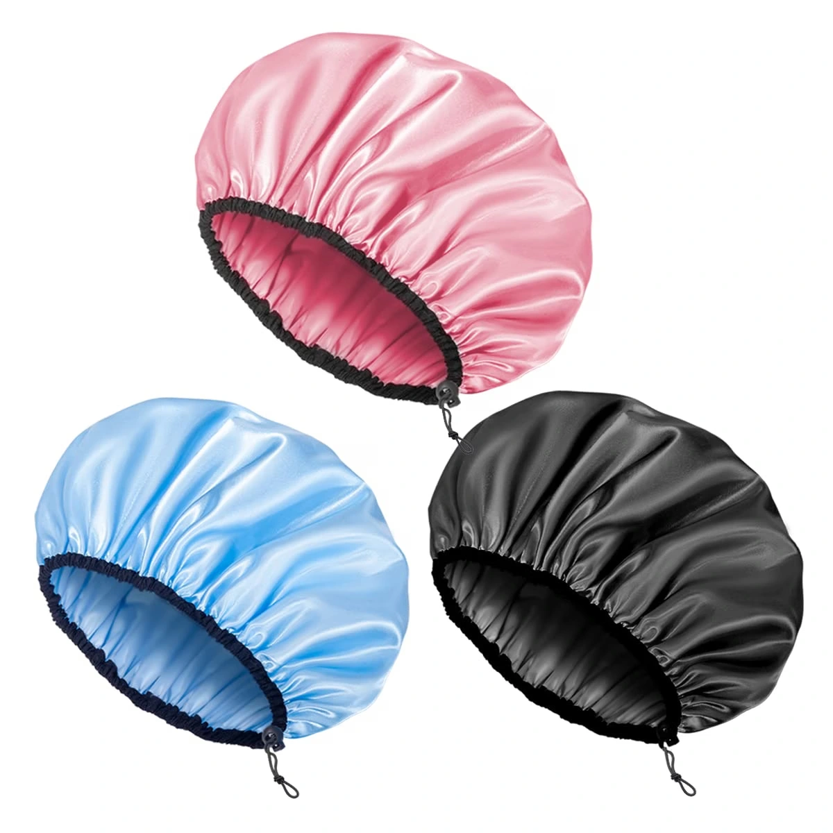Adjustable Double-Layer Shower Cap Set