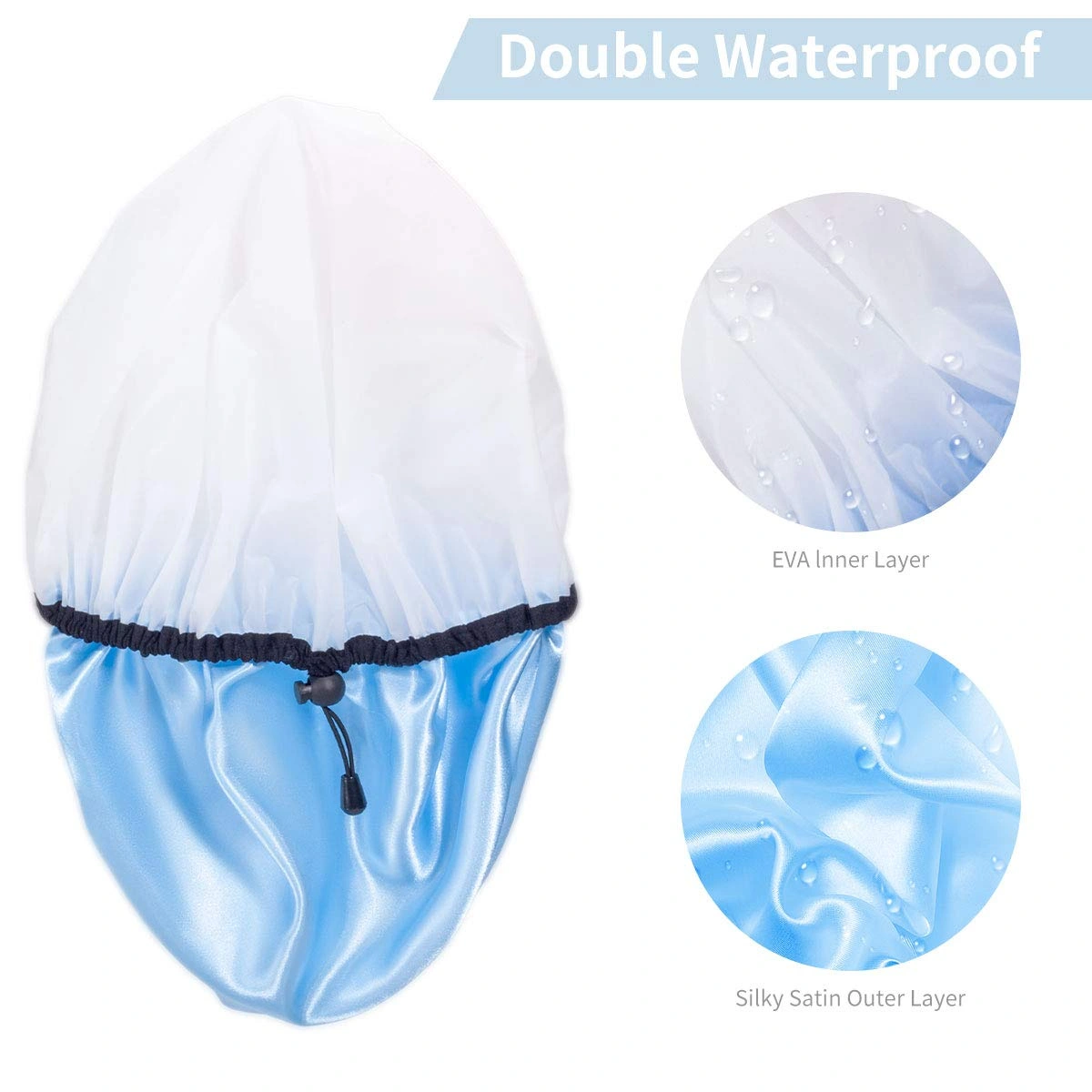 Adjustable Double-Layer Shower Cap Set view 3